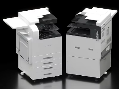 Two Modern Office Appliances Multifunctional Copier Printer Scanner With White Design 3d model