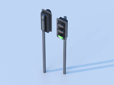 Public Traffic Lights Facility With Two Black Pole Mounted Units Showing Green Signal 3d model