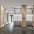 Modern Hospital Outpatient Clinic Interior With Wooden Panels White Walls And Screens