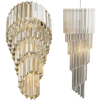 Elegant Crystal Chandelier With Tiered Design And Sparkling Glass Elements 3d model