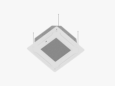 Modern Square Air Conditioner Air Outlet With Recessed Ceiling Mounted Grid Design 3d model