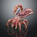 Fierce Fantasy Creature with Red Eyes Multiple Legs Sharp Claws and Wing Structures 3d model