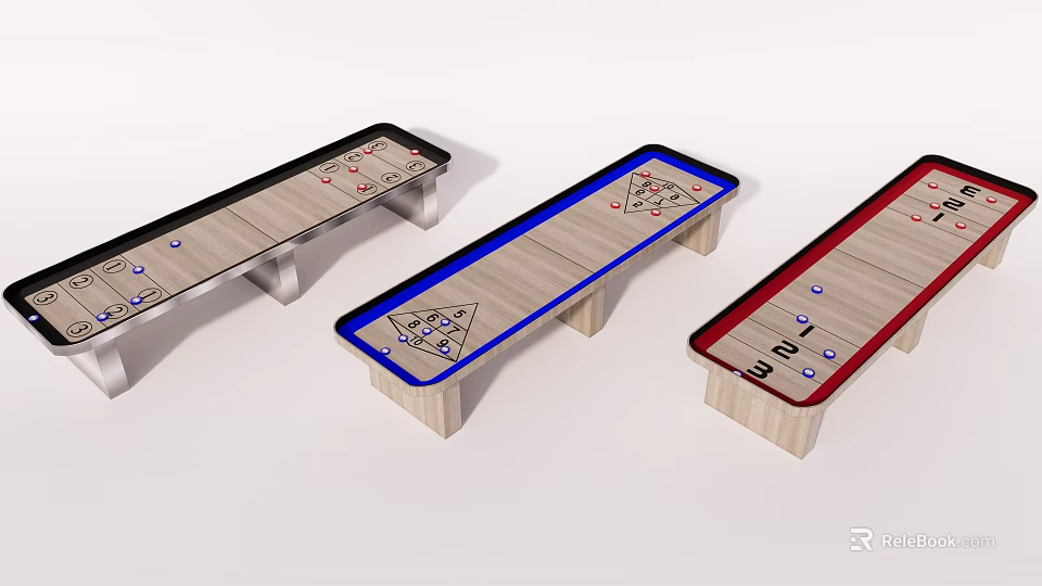 Multi Color Tabletop Sports Equipment With Wooden Frame And Scoring Markers 3d model 
