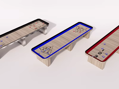 Multi Color Tabletop Sports Equipment With Wooden Frame And Scoring Markers 3d model