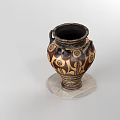 Decorative Ceramic Vase With Two Handles And Brown Gold Patterns On White Base 3d model