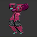 Pink Robot Character With RBBN CORP Logo And Mechanical Weapons Design 3d model