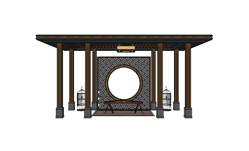 New Chinese pavilion porch New Oriental Zen pavilion 3d model