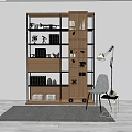Modern Bookshelf Interior Design With Multiple Shelves Books Decorative Items Accent Chair And Floor Lamp