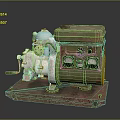 Vintage Mechanical Equipment Old Engine Generator With Meters Knobs And Metal Base 3d model