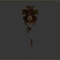 Traditional Wooden Cuckoo Clock With Carved Leaf Decorations Eagle Figure And Pendulum
