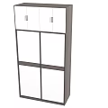 Modern Gray and White Wardrobe with Multiple Cabinet Doors and Functional Storage 3d model