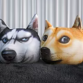 3D Cute Dog Head Shaped Plush Pillows for Home Decor and Comfort