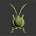 Green Insect Like Cartoon Game And Movie Character With Long Antennae And Red Eyes