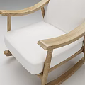 Modern Wooden Rocking Chair With Light Wood Frame And White Cushion