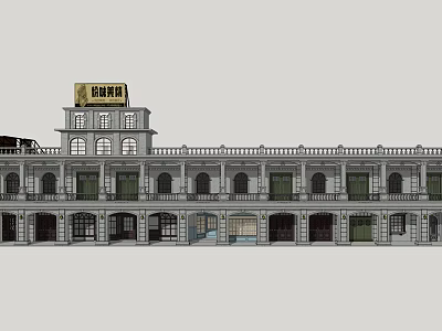 Main Station Building Featuring Classical Style Arched Windows And Balconies 3d model