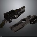 Modern Weapon Design Featuring Two Guns With Bullets And Mechanical Parts 3d model