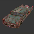Vintage Teal Rusty Car With Worn Exterior And Weathered Classic Design