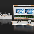 Modern Hi tech Exhibition Booth Design With Display Island Robots Large Screens And Green Plants