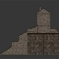 Historical Ruined Stone Brick Fortress Structure With Tower Archway And Textured Walls