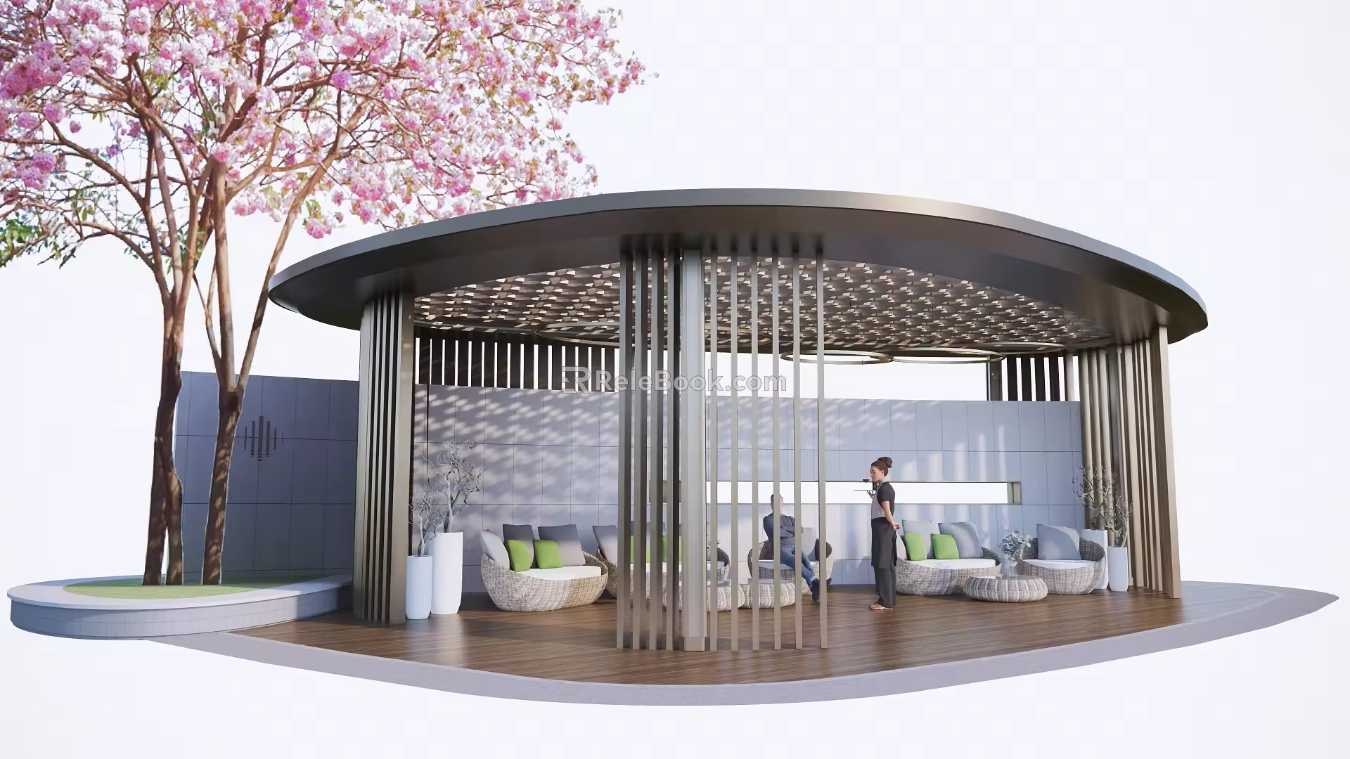 Modern Pavilion Exquisite Curved Pavilion Visiting 3d model