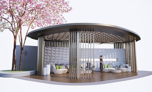 Modern Pavilion Exquisite Curved Pavilion Visiting 3d model