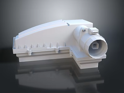 White Industrial Plastic Component With Circular Port And Structural Protrusions For Mechanical Equipment 3d model