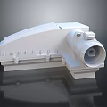 White Industrial Plastic Component With Circular Port And Structural Protrusions For Mechanical Equipment