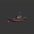 Handmade Model Ship With Red Black Hull Small Cabins Ropes And Flag 3d model