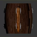 Vintage Wooden Barrel With Metal Bands Wooden Handle And Decorative Rivets
