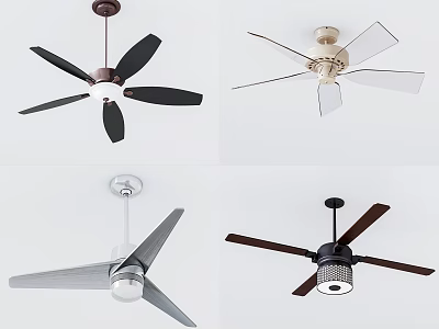 Various Modern Ceiling Fans With Different Blade Styles For Home Decoration 3d model