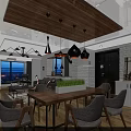 Modern Industrial Open Plan Living And Dining Room With Cozy Sofa And Warm Wooden Flooring