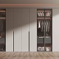 Modern Wardrobe With Glass Doors Hanging Clothes And Storage Space Design