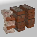 Stacked Aged And New Red Bricks With Textured Surfaces As Construction Elements