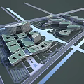 Modern Hospital Building Complex With Interconnected Structures And Landscaped Green Spaces 3d model