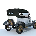 Vintage White Convertible Car With Golden Wheels And Classic Retro Design