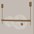 Modern Chandelier With Gold Metal Frame And Round Marble Discs Design