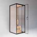 Modern Shower Sauna With Transparent Glass Enclosure And Wooden Interior Design