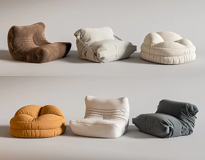 Comfortable Bean Bag Chairs In Various Colors For Modern Living Room 3d model