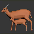 Two Orange Antelopes in Low Poly Style Mother and Baby 3D Rendering 3d model