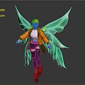Fantasy Fairy Character Design With Green Wings Orange Jacket White Top And Black Boots