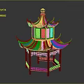 Traditional Chinese Pavilion Featuring Green Multi Tiered Roof And Wooden Carved Details