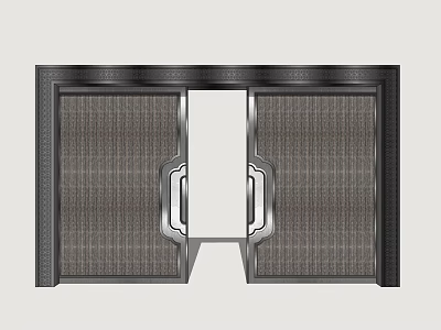 Modern Metal Double Doors With Decorative Patterns And Silver Handles Design 3d model
