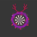 Christmas Themed Dartboard Decoration With Red Antlers Green Wreath Bow And Ornaments