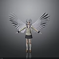 Anime Girl Character With Large White Wings And School Uniform Outfit