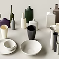 Elegant Modern Ceramic Vessels Collection With Various Colors And Unique Shapes 3d model