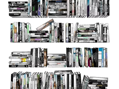 Stacked Books And Magazines With Various Sizes Colorful Covers And Different Titles 3d model