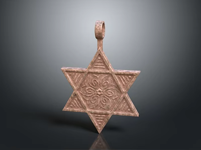 Copper Colored Star of David Pendant With Intricate Patterns For Daily Decorative Use 3d model
