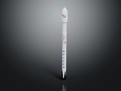 White SpaceX Rocket Model With Blue Logo And Detailed Design Features 3d model