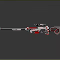 Futuristic Sci Fi Weapon with Red and Silver Sleek Design and Scope 3d model