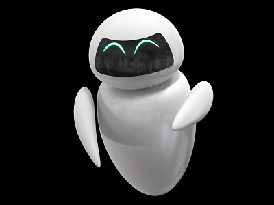 Smart Robot With White Rounded Design And Friendly Glowing Eyes Appearance 3d model